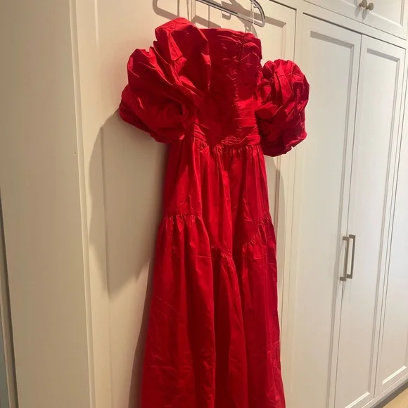 shona joy red dress Long Sleeve Red Lace Maxi Dresses Shona Joy Labyrinth Lace High Neck Maxi Dress Cherry Designer Occasionwear